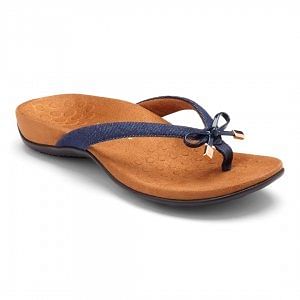 Vionic's Rest Bella II in denim. Comfortable flip flops with great arch support and looks!