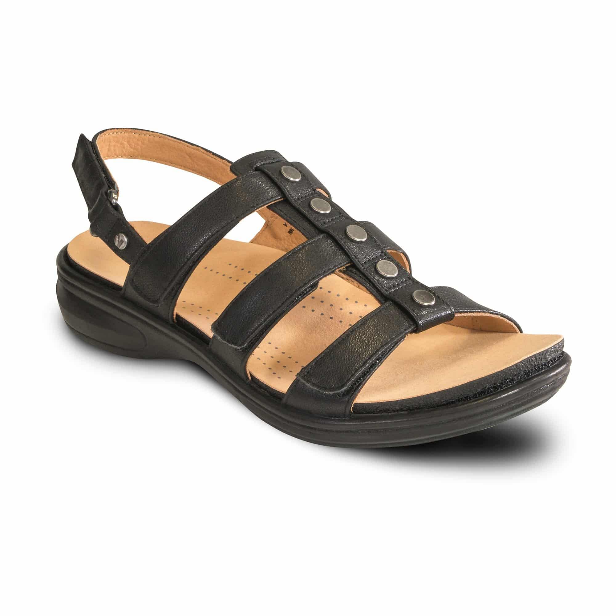 black arch support sandals