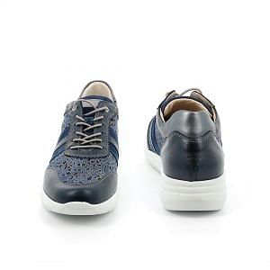 Front and back view of the CALL SC4875 orthopaedic sneakers in denim. Made in Italy by Grunland, and available in Singapore with other affordable comfort footwear at Footkaki.